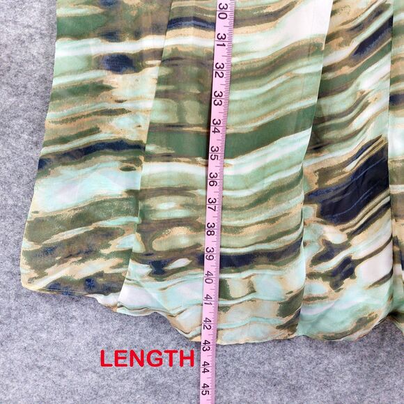 Simply Vera Wang Dress Sz L Green Cream Abstract Pleated Sleeveless Boho Comfort - Picture 6 of 12